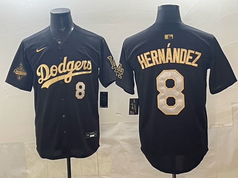 Men 2026 Los Angeles Dodgers #8 Hernandez Black gold Game Nike MLB Jersey 0004